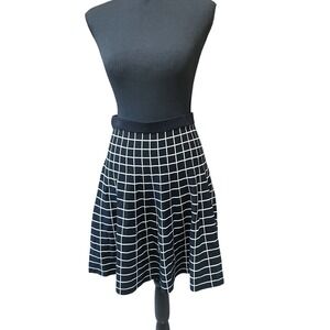 Ana Couture Plaid Stretch Pleated Mini Skirt Heavy Quality Black‎ Rayon Small